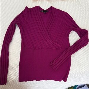 INC Women's V-Neck Sweater in Rich Purple/Majenta